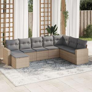 Polyrattan Kerti Ülőgarnitúra - 8 részes - Bézs