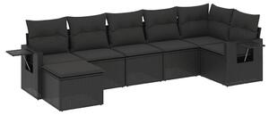 VidaXL Polyrattan Kerti Ülőgarnitúra - 7 részes - Fekete