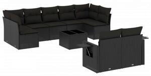 Polyrattan Kerti Ülőgarnitúra - 10 részes - Fekete