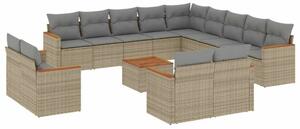 VidaXL Polyrattan Kerti Ülőgarnitúra - 14 részes - Bézs