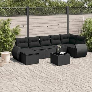 VidaXL Polyrattan Kerti Ülőgarnitúra - 8 részes - Fekete