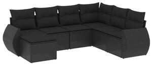 VidaXL Polyrattan Kerti Ülőgarnitúra - 7 részes - Fekete