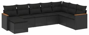 VidaXL Polyrattan Kerti Ülőgarnitúra - 8 részes - Fekete