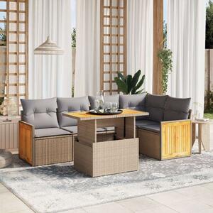 VidaXL Polyrattan Kerti Ülőgarnitúra - 6 részes - Bézs