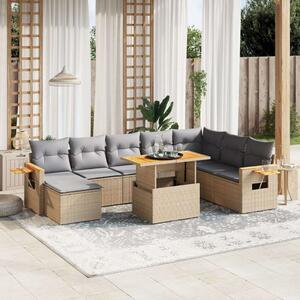 VidaXL Polyrattan Kerti Ülőgarnitúra - 9 részes - Bézs