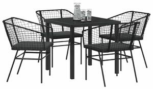 Kert étkező szett 5 pcs Fekete polirattan