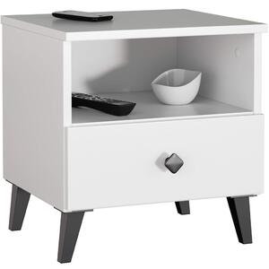 MOBI K-01 Fehér-Fekete Éjjeliszekrény Laminált Lap