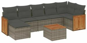 VidaXL 8-részes szürke polyrattan kerti ülőgarnitúra párnákkal