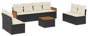 VidaXL Polyrattan Kerti Ülőgarnitúra - 9 részes - Fekete