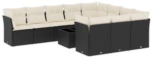 VidaXL Polyrattan Kerti Ülőgarnitúra - 11 részes - Fekete