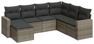 VidaXL Polyrattan Kerti Ülőgarnitúra - 7 részes - Szürke
