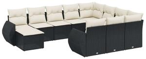 VidaXL Polyrattan Kerti Ülőgarnitúra - 11 részes - Fekete