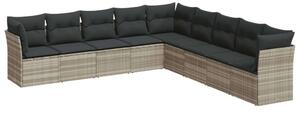 VidaXL Polyrattan Kerti Ülőgarnitúra - 9 részes, Világosszürke