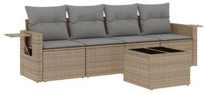VidaXL - 5 Részes Kerti Ülőgarnitúra - Polyrattan - Bézs