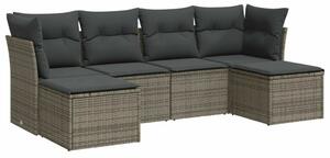 VidaXL Polyrattan Kerti Ülőgarnitúra - 6 részes - Szürke