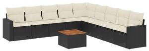 VidaXL Polyrattan Kerti Ülőgarnitúra - 10 részes - Fekete