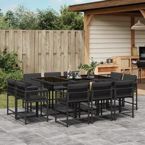 VidaXL Polyrattan Kerti Étkezőgarnitúra - 11 részes - Fekete