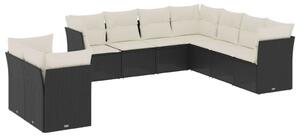 Polyrattan Kerti Ülőgarnitúra - 9 részes - Fekete
