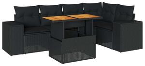 VidaXL Polyrattan Kerti Ülőgarnitúra - 6 részes - Fekete