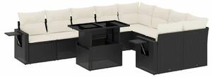 Polyrattan Kerti Ülőgarnitúra - 10 részes - Fekete