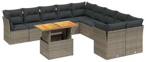 VidaXL Polyrattan Kerti Ülőgarnitúra - 11 részes - Szürke