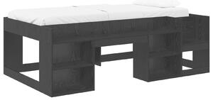 VidaXL Gyerekágy keret tárolóval Fekete Tölgy 98.5 x 200 cm Szerelt Fa
