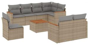 VidaXL Polyrattan Kerti Ülőgarnitúra - 9 részes - Bézs