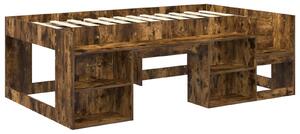 VidaXL Gyerekágy keret tárolóval Füstös Tölgy 90 x 190 cm Szerelt Fa