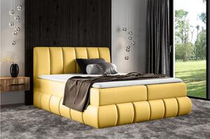 VENY divatos kárpitozott ágy 200x200 - sárga + INGYENES topper