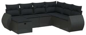 VidaXL Polyrattan Kerti Ülőgarnitúra - 7 részes - Fekete