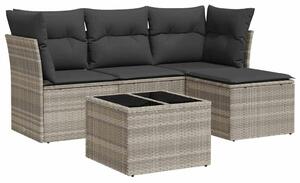 VidaXL 5 részes világosszürke polyrattan kerti ülőgarnitúra párnákkal