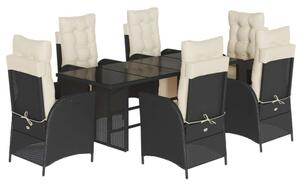 VidaXL Polyrattan Kerti Étkezőgarnitúra - 7 részes - Fekete
