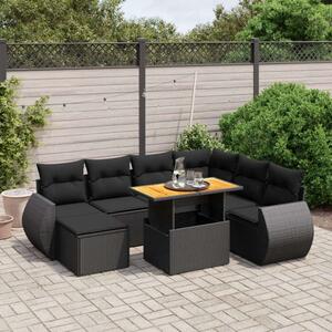 VidaXL Polyrattan Kerti Ülőgarnitúra - 8 részes - Fekete
