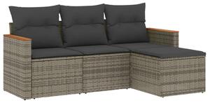 VidaXL 4 részes szürke polyrattan kerti ülőgarnitúra párnákkal