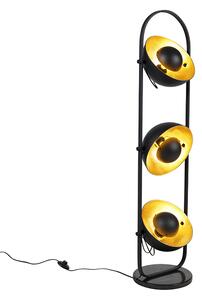 Ipari állólámpa fekete, arany 3 lámpával - Emilienne Novo
