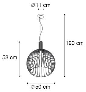 Design kerek függesztett lámpa, fekete, 50 cm - Wire Dos