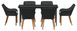 Kert étkező szett párnával 7 pcs Fekete polirattan