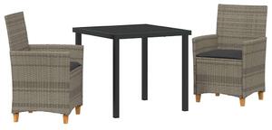 Kert étkező szett 3 pcs Szürke polirattan