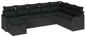 Kerti Kanapé Szett párnával tárolóval 8 pcs Fekete Poli rattan
