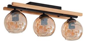 Lindby - Maite 3 Mennyezeti Lámpa Black/Wood/AmberLindby - Lampemesteren