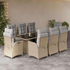 VidaXL Polyrattan Kerti Étkezőgarnitúra - 9 részes - Bézs