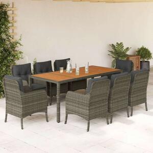 VidaXL Polyrattan Kerti Étkezőgarnitúra - 9 részes - Szürke