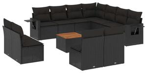VidaXL Polyrattan Kerti Ülőgarnitúra - 12 részes - Fekete
