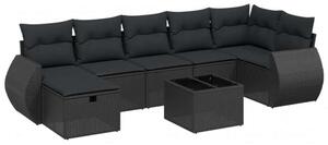 VidaXL Polyrattan Kerti Ülőgarnitúra - 8 részes - Fekete