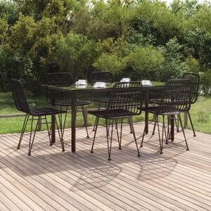 VidaXL - Fekete Polyrattan Kerti Étkezőgarnitúra - 7 részes