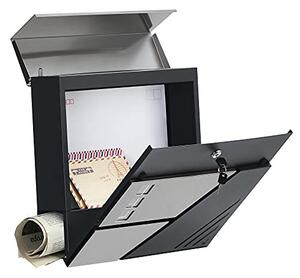 Zárható postaláda, falra, kerítésre szerelhető, ezüst-antricit szürke