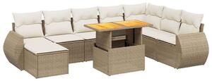 VidaXL Polyrattan Kerti Ülőgarnitúra - 9 részes - Bézs