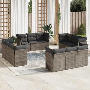 VidaXL Polyrattan Kerti Ülőgarnitúra - 12 részes - Szürke
