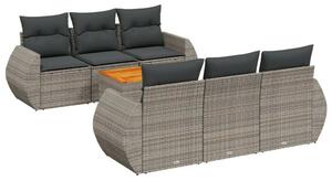 Polyrattan Kerti Ülőgarnitúra - 7 részes - Szürke