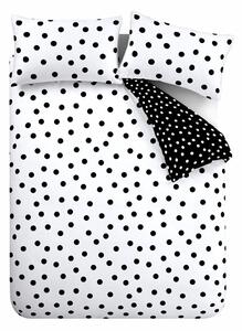 Fekete-fehér kétszemélyes háromrészes ágyneműhuzat 200x200 cm Polka Dot – Catherine Lansfield